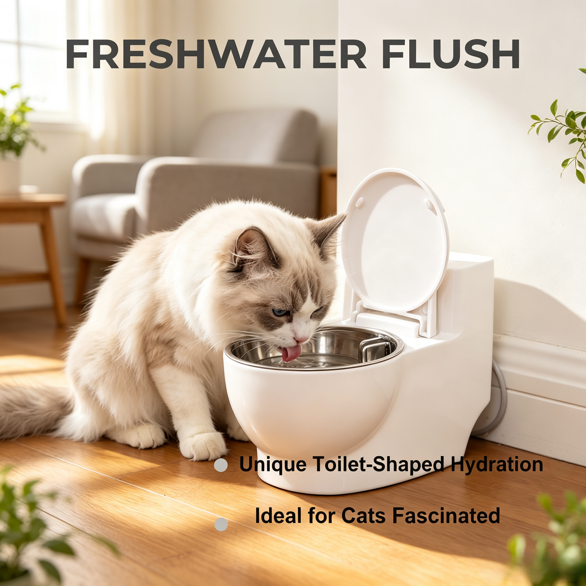 Wall‑Mounted Toilet‑Shaped Cat Water Fountain