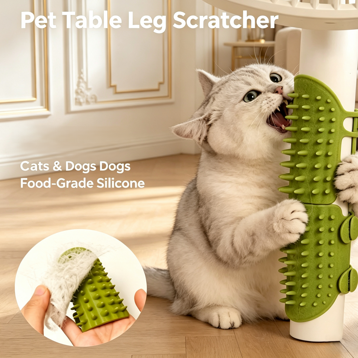 Adjustable Table‑Leg Pet Scratcher & Grooming Tool