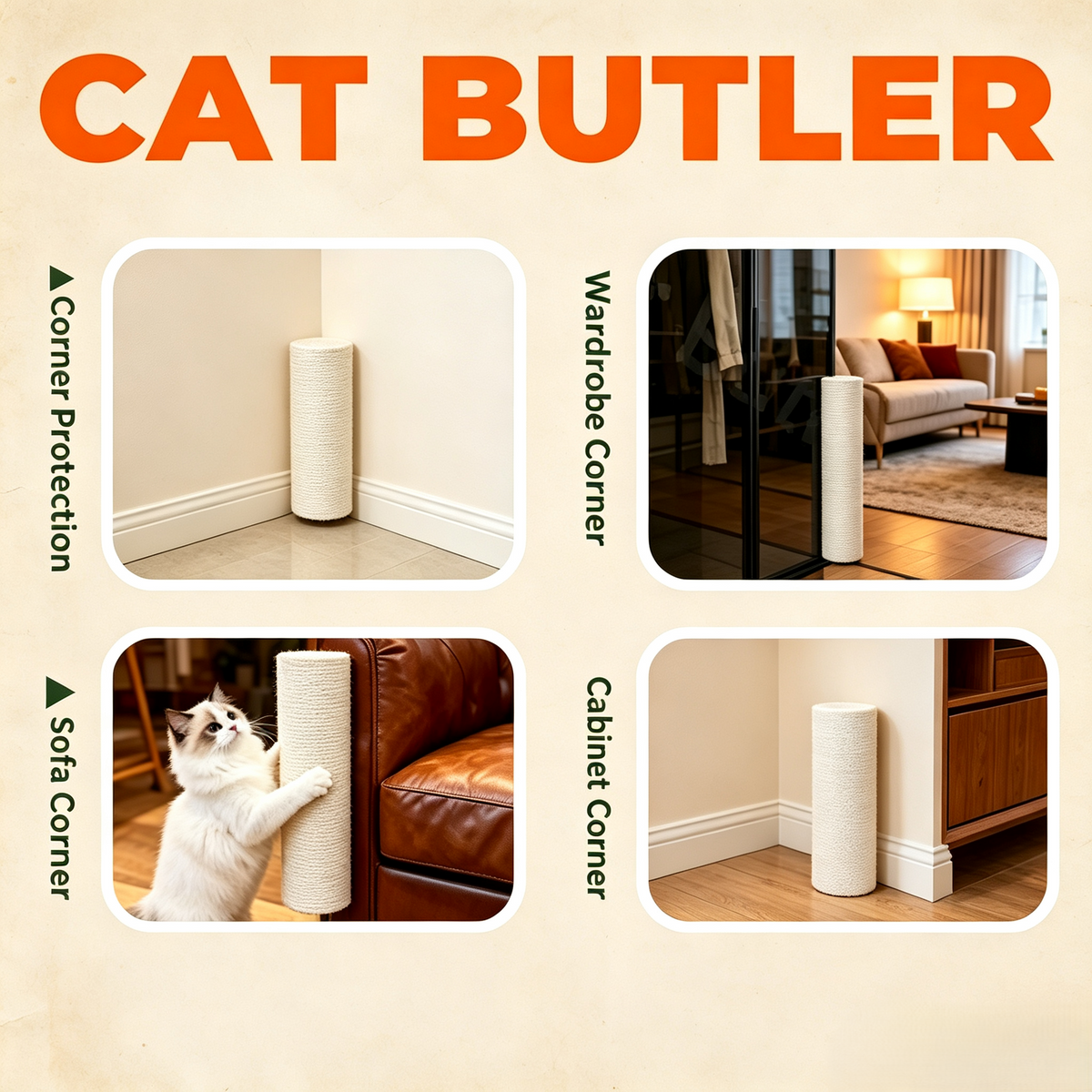 Self‑Adhesive Wall‑Mounted Cat Scratching Post