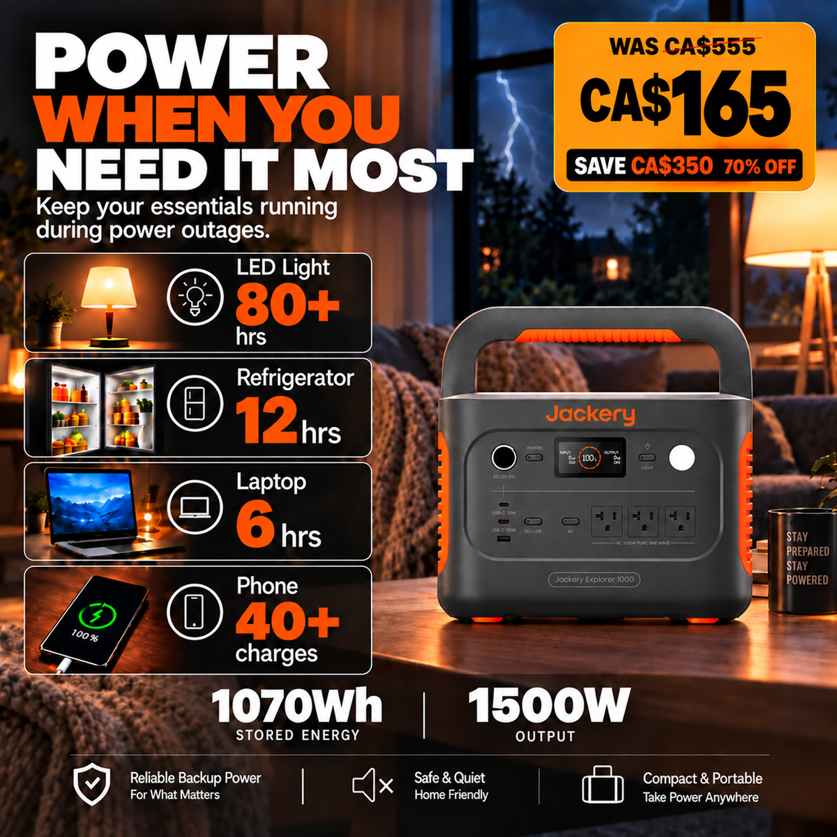 1070Wh Solar Generator Kit + FREE 200W Solar Panel (Limited BOGO)