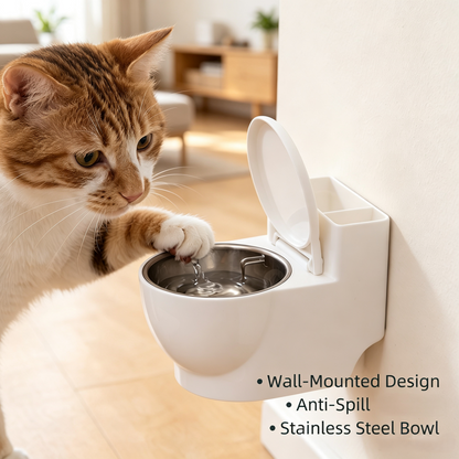 Wall‑Mounted Toilet‑Shaped Cat Water Fountain